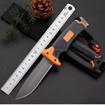 Sport si Outdoor - Camping - Cutite, bricege si accesorii - Cutite si bricege - Cutit supravietuire 25cm, lama fixa inox, maner cauciuc antialunecare, teaca cu husa, iasca, fluier, ascutitor - Infinity.ro