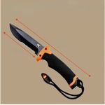 Sport si Outdoor - Camping - Cutite, bricege si accesorii - Cutite si bricege - Cutit supravietuire 25cm, lama fixa inox, maner cauciuc antialunecare, teaca cu husa, iasca, fluier, ascutitor - Infinity.ro