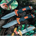 Sport si Outdoor - Camping - Cutite, bricege si accesorii - Cutite si bricege - Cutit supravietuire 25cm, lama fixa inox, maner cauciuc antialunecare, teaca cu husa, iasca, fluier, ascutitor - Infinity.ro