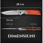 Sport si Outdoor - Camping - Cutite, bricege si accesorii - Cutite si bricege - Cutit supravietuire tip briceag 28cm, placat titan, lama 58 HRC, liner lock, rotita strangere, agatatoare buzunar - Infinity.ro