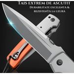 Sport si Outdoor - Camping - Cutite, bricege si accesorii - Cutite si bricege - Cutit supravietuire tip briceag 28cm, placat titan, lama 58 HRC, liner lock, rotita strangere, agatatoare buzunar - Infinity.ro