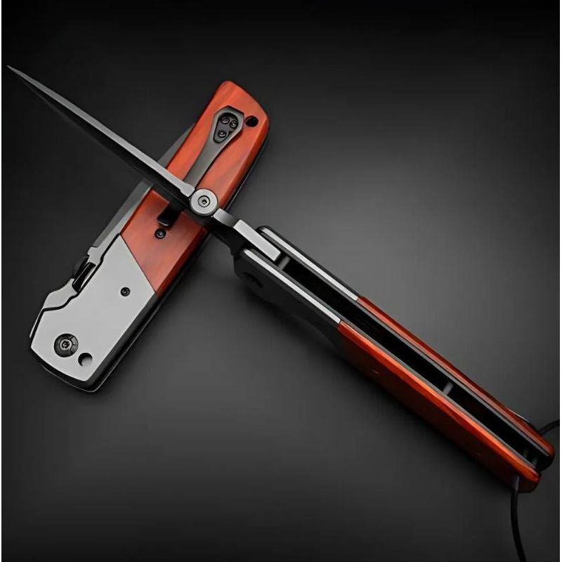 Sport si Outdoor - Camping - Cutite, bricege si accesorii - Cutite si bricege - Cutit supravietuire tip briceag 28cm, placat titan, lama 58 HRC, liner lock, rotita strangere, agatatoare buzunar - Infinity.ro