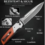 Sport si Outdoor - Camping - Cutite, bricege si accesorii - Cutite si bricege - Cutit supravietuire tip briceag 28cm, placat titan, lama 58 HRC, liner lock, rotita strangere, agatatoare buzunar - Infinity.ro