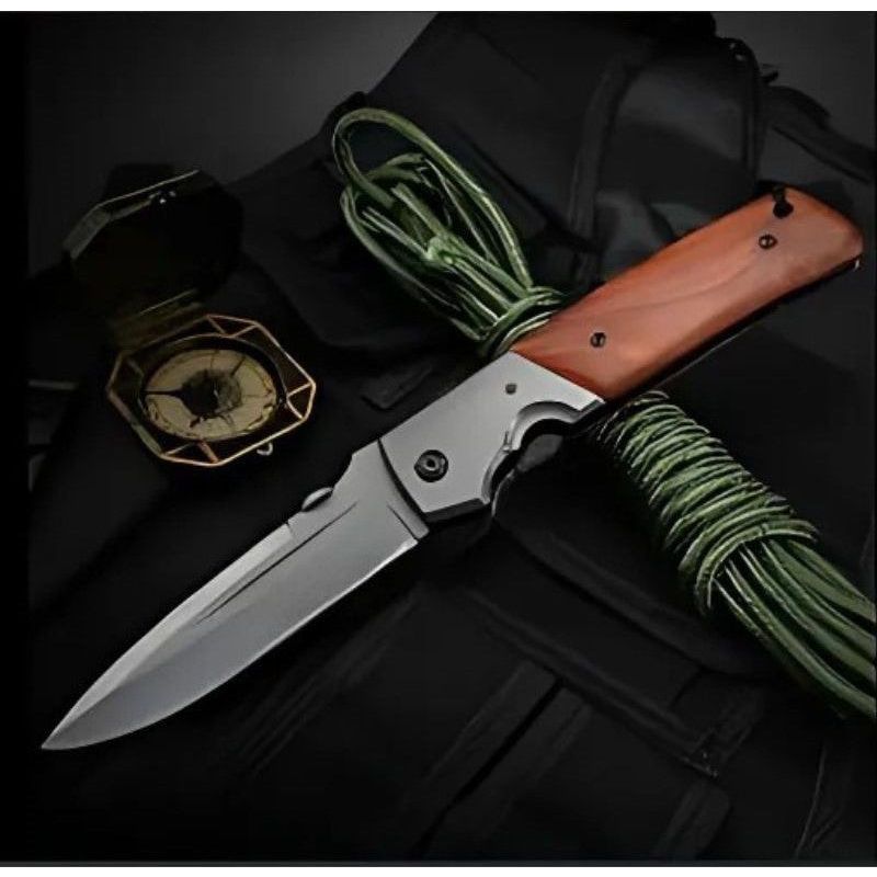 Sport si Outdoor - Camping - Cutite, bricege si accesorii - Cutite si bricege - Cutit supravietuire tip briceag 28cm, placat titan, lama 58 HRC, liner lock, rotita strangere, agatatoare buzunar - Infinity.ro