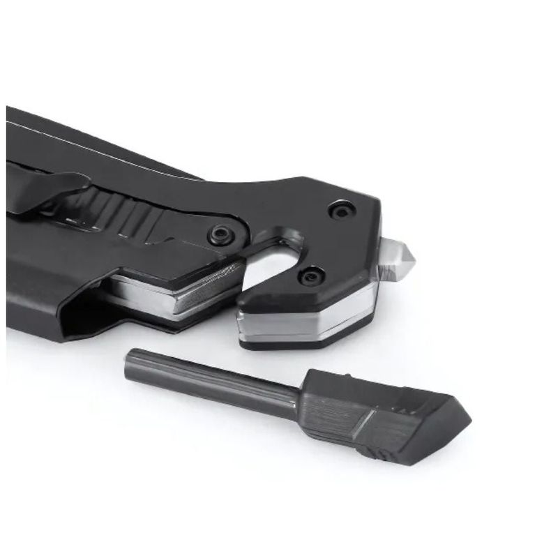 Sport si Outdoor - Camping - Cutite, bricege si accesorii - Cutite si bricege - Cutit pliant de supravietuire, multifunctional, 22 cm , negru - Infinity.ro