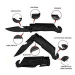 Sport si Outdoor - Camping - Cutite, bricege si accesorii - Cutite si bricege - Cutit pliant de supravietuire, multifunctional, 22 cm , negru - Infinity.ro