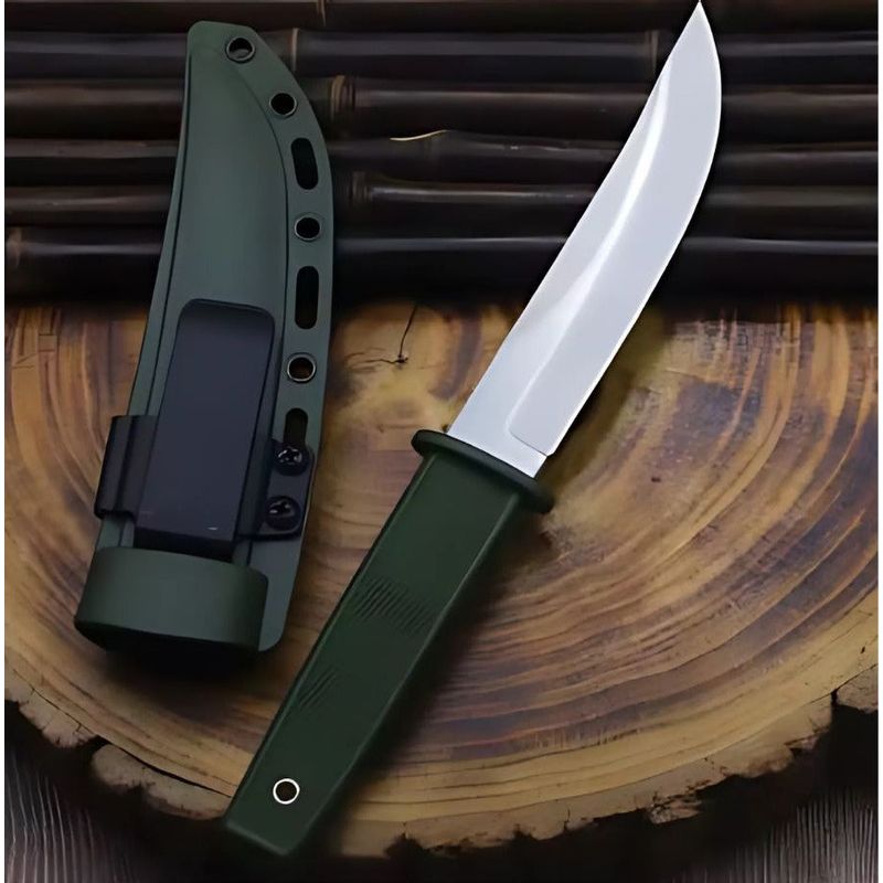 Sport si Outdoor - Camping - Cutite, bricege si accesorii - Cutite si bricege - Cutit Vanatoare Pumnal 440C, Lama Otel Inoxidabil, Husa Protectie, Verde Masliniu, 21 cm - Infinity.ro