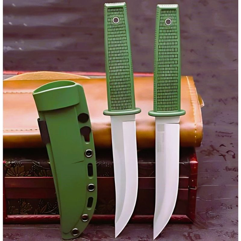 Sport si Outdoor - Camping - Cutite, bricege si accesorii - Cutite si bricege - Cutit Vanatoare Pumnal 440C, Lama Otel Inoxidabil, Husa Protectie, Verde Masliniu, 21 cm - Infinity.ro