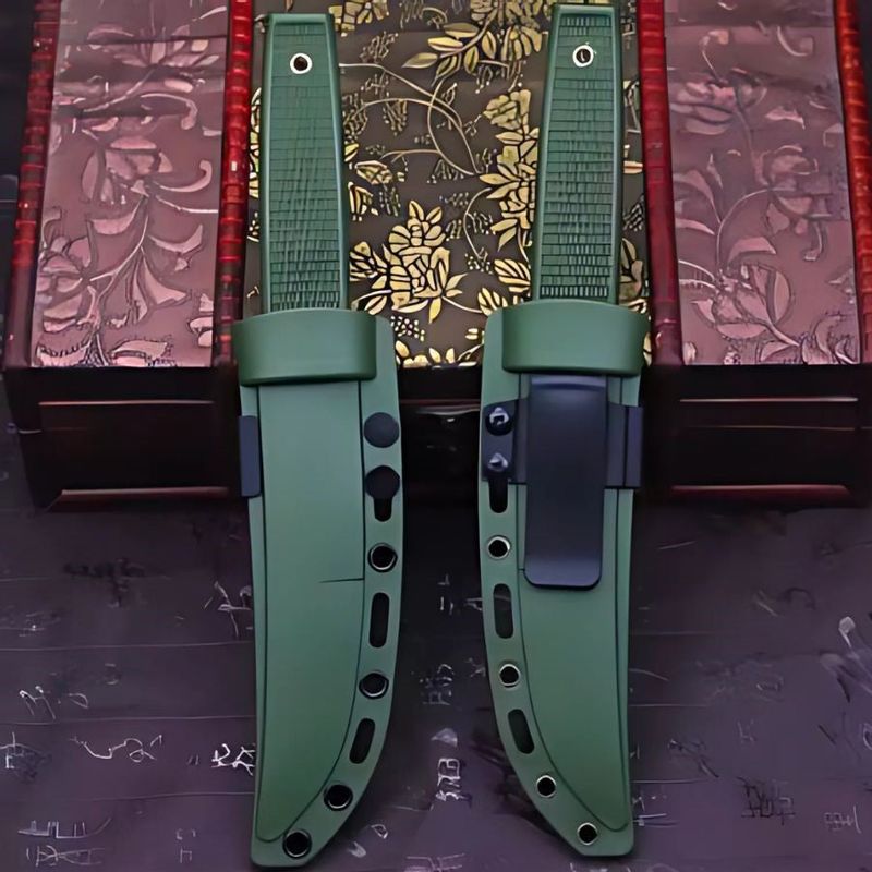 Sport si Outdoor - Camping - Cutite, bricege si accesorii - Cutite si bricege - Cutit Vanatoare Pumnal 440C, Lama Otel Inoxidabil, Husa Protectie, Verde Masliniu, 21 cm - Infinity.ro