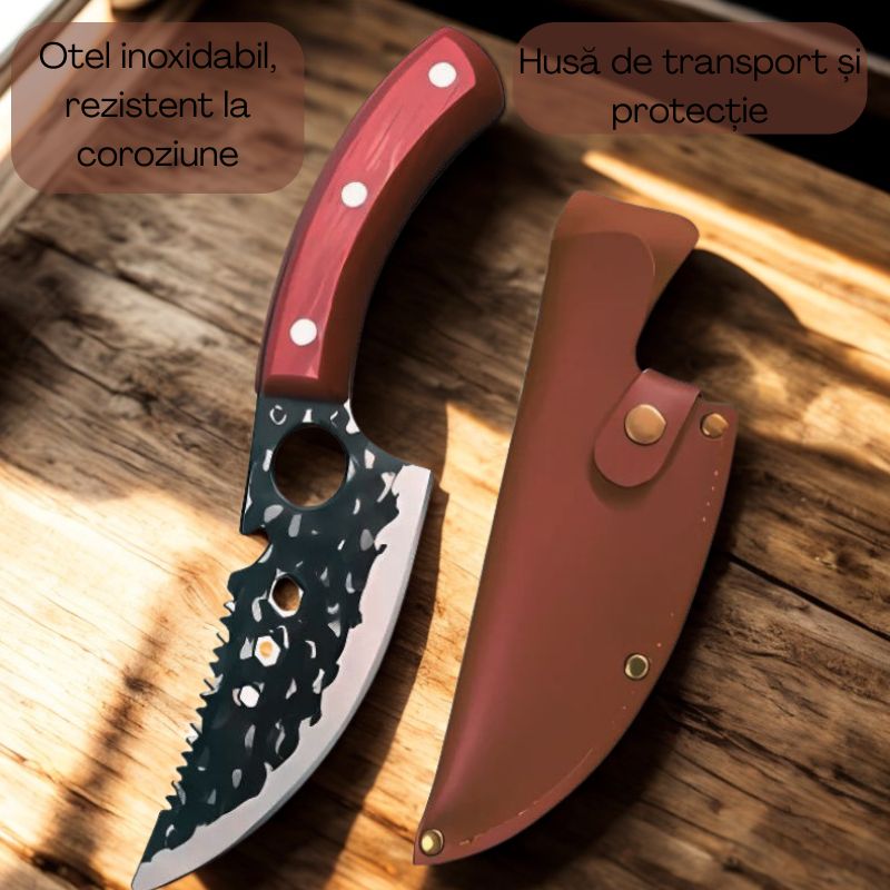 Sport si Outdoor - Camping - Cutite, bricege si accesorii - Cutite si bricege - Cutit de vanatoare in stil japonez, lama 14 cm, otel inoxidabil, maner lemn - Infinity.ro