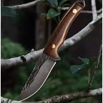 Sport si Outdoor - Camping - Cutite, bricege si accesorii - Cutite si bricege - Cutit Vanatoare Camping Supravietuire 26cm, Lama Otel Inoxidabil, Maner Lemn Maro, Cu Teaca - Infinity.ro