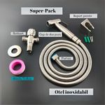 Casa si Gradina - Sanitare - Cazi si cabine de dus - Coloane si seturi de dus - Cap Dus cu Functie Bideu, Cap T, cu Furtun Protectie Metal 1.43 m, Sistem Agatare, Mufa Racord si Accesorii - Infinity.ro