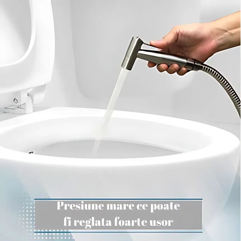 Casa si Gradina - Sanitare - Cazi si cabine de dus - Coloane si seturi de dus - Cap Dus cu Functie Bideu, Cap T, cu Furtun Protectie Metal 1.43 m, Sistem Agatare, Mufa Racord si Accesorii - Infinity.ro