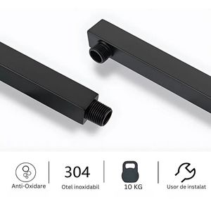 Brat Para de Dus Superior Fix, 40 cm, Negru Mat