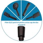 Casa si Gradina - Sanitare - Cazi si cabine de dus - Coloane si seturi de dus - Furtun pentru Para de Dus, 150 cm, Flexibil, Metalic, Negru Mat - Infinity.ro