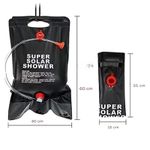 Sport si Outdoor - Camping - Accesorii camping si drumetii - Dus portabil solar 20L pentru camping, incalzire apa, furtun cu robinet, inchidere etansa, maner agatare, negru - Infinity.ro