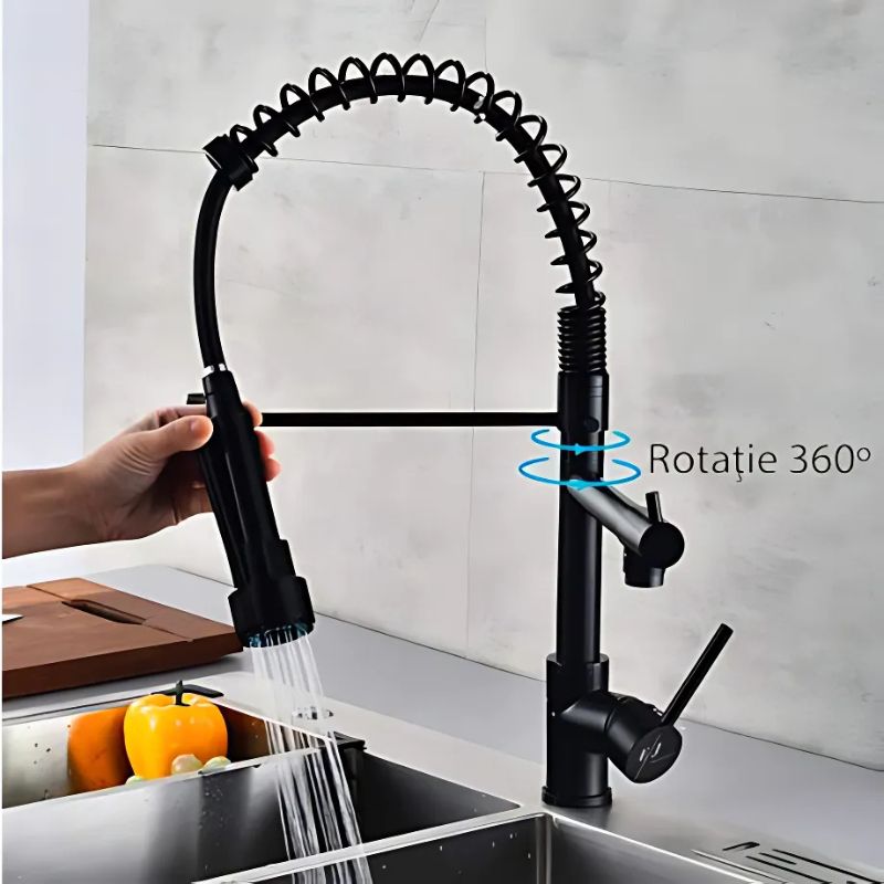 Casa si Gradina - Sanitare - Lavoar baie si accesorii - Baterii sanitare - Baterie Sanitara Profesionala Antichizata cu Dus Flexibil si Pipa Suplimentara - Infinity.ro