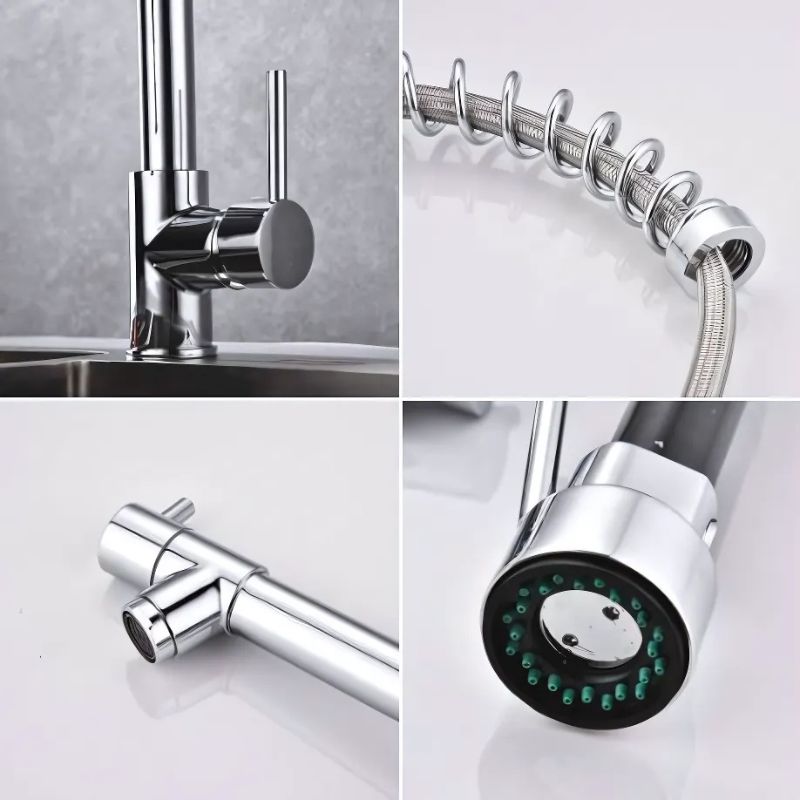 Casa si Gradina - Sanitare - Chiuveta bucatarie si accesorii - Baterii bucatarie - Baterie Bucatarie Profesionala cu Dus Flexibil si Pipa Suplimentara, Crom - Infinity.ro