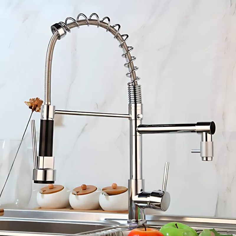 Casa si Gradina - Sanitare - Chiuveta bucatarie si accesorii - Baterii bucatarie - Baterie Bucatarie Profesionala cu Dus Flexibil si Pipa Suplimentara, Crom - Infinity.ro