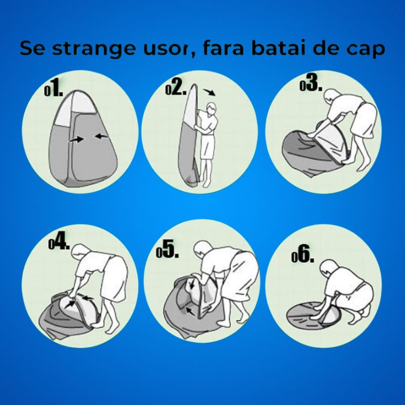 Sport si Outdoor - Camping - Accesorii camping si drumetii - Cort dus, solar, asamblare rapida, capac depozitare inclus, pliabil, 110x110x190 cm, albastru - Infinity.ro