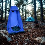 Sport si Outdoor - Camping - Accesorii camping si drumetii - Cort dus, solar, asamblare rapida, capac depozitare inclus, pliabil, 110x110x190 cm, albastru - Infinity.ro