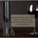 Casa si Gradina - Bucatarie si vesela - Accesorii bar - Tirbusoane si dopuri - Tirbuson Electric Automat pentru Sticle de Vin, Cu Cutter pentru Sigiliu, negru - Infinity.ro