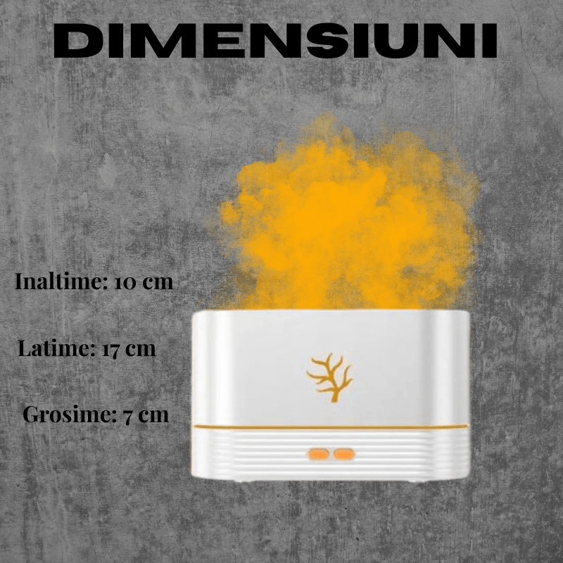 Electronice si Electrocasnice - Climatizare si sisteme de incalzire - Aparate filtrare aer - Umidificatoare - Umidificator de camera, efect de flacara, difuzor ultrasonic aromaterapie, 180ml, alb - Infinity.ro