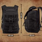 Sport si Outdoor - Camping - Accesorii camping si drumetii - Rucsac militar impermeabil 60L, reglabil, sistem MOLLE, buzunar laptop, ideal pentru drumetii, supravietuire, negru - Infinity.ro