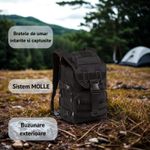 Sport si Outdoor - Camping - Accesorii camping si drumetii - Rucsac militar impermeabil 60L, reglabil, sistem MOLLE, buzunar laptop, ideal pentru drumetii, supravietuire, negru - Infinity.ro