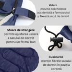 Sport si Outdoor - Camping - Saci de dormit - Sac de dormit mumie 2 sezoane, rezistent frig si apa, gluga cu cordon, usor transport, 200cm, camping, Albastru/Gri - Infinity.ro