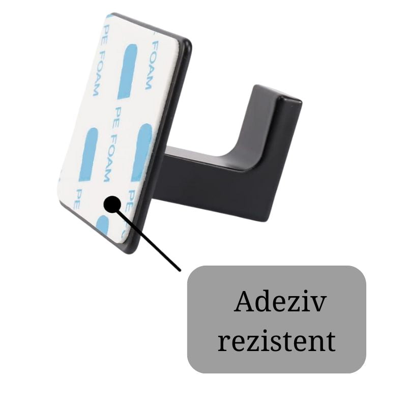 Casa si Gradina - Mobilier - Organizare si depozitare - Cuiere - Set 4 Cuiere Autoadezive Otel Inoxidabil, Fara Gaurire, Rezistente la Apa si Rugina,  Negru 4.5x4.5 cm - Infinity.ro