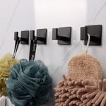 Casa si Gradina - Mobilier - Organizare si depozitare - Cuiere - Set 4 Cuiere Autoadezive Otel Inoxidabil, Fara Gaurire, Rezistente la Apa si Rugina,  Negru 4.5x4.5 cm - Infinity.ro