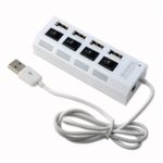 PC, gaming si accesorii - Retelistica - Hub-uri - Hub USB 2.0 cu 4 porturi, comutator individual, LED, transfer 480Mbps, Plug & Play, alimentare USB, alb - Infinity.ro