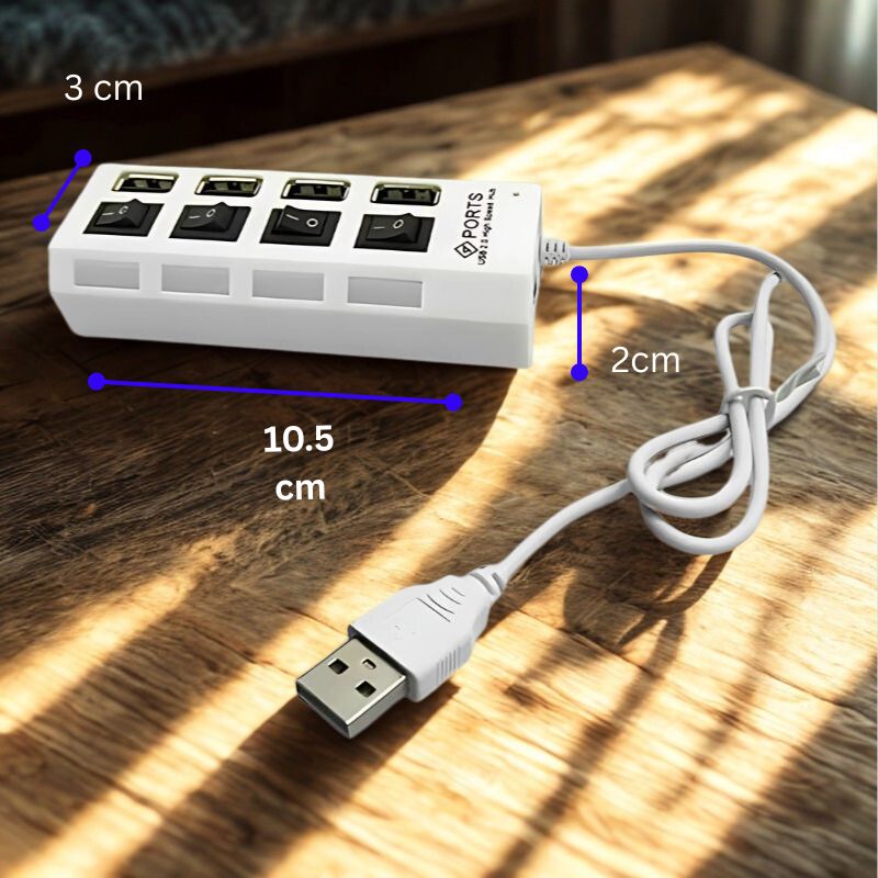 PC, gaming si accesorii - Retelistica - Hub-uri - Hub USB 2.0 cu 4 porturi, comutator individual, LED, transfer 480Mbps, Plug & Play, alimentare USB, alb - Infinity.ro