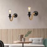 Casa si Gradina - Corpuri si surse de iluminat - Iluminat exterior - Lampi solare - Lampa perete decorativa loft industrial, brat sfoara iuta, prindere E27, rotatie 360°, alimentare la priza - Infinity.ro
