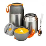 Casa si Gradina - Bucatarie si vesela - Accesorii bar - Termosuri si Cani termos - Termos alimentar 650ml inox cu capac bol, lingura pliabila, izolat termic, etans pentru mancare calda sau rece - Infinity.ro