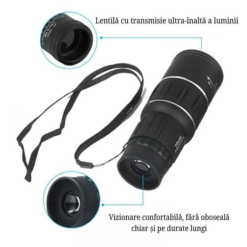 TV, Audio-Video si Foto - Optica, astronomie si metrologie - Optica si astronomie - Binocluri & lunete - Luneta De Camping Si Vanatoare, Monocular, 16x52, Negru, Husa Inclusa - Infinity.ro