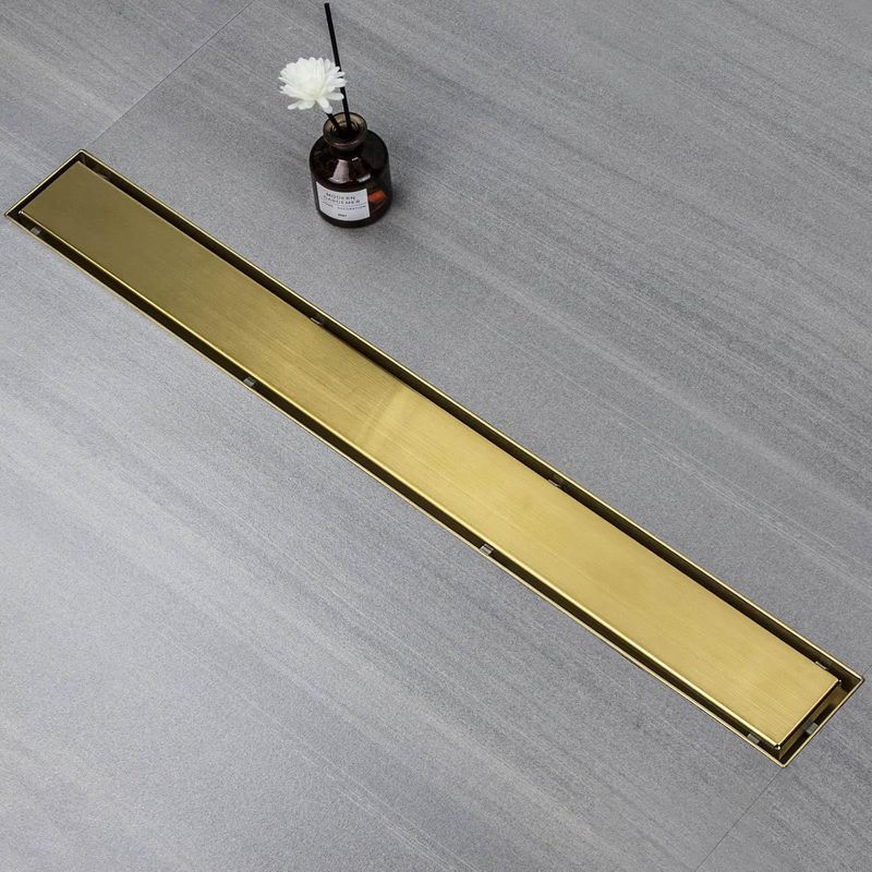 Casa si Gradina - Sanitare - Cazi si cabine de dus - Coloane si seturi de dus - Rigola dus 90 cm, auriu, din inox, placabila cu gresie slim cu sifon, anti miros si filtru pentru par - Infinity.ro