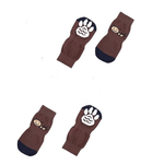 Petshop - Articole imbracaminte - Incaltaminte animale - Set 4 sosete antiderapante pentru catei, talpa cauciuc, bumbac, interior/exterior, maro, 2XL - Infinity.ro