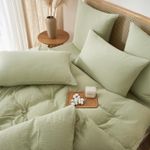 Casa si Gradina - Textile si covoare - Lenjerii de pat - Seturi de lenjerie - Lenjerie pat bumbac muselina, set cu husa pilota dubla 260x240, 2 fete perna 65x65, cu fermoar, aerisita, verde - Infinity.ro
