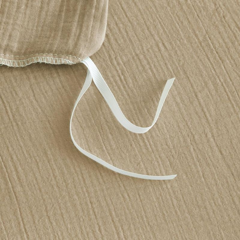 Casa si Gradina - Textile si covoare - Lenjerii de pat - Seturi de lenjerie - Lenjerie pat bumbac muselina, set cu husa pilota dubla 260x240, 2 fete perna 65x65, cu fermoar, moale, kaki - Infinity.ro