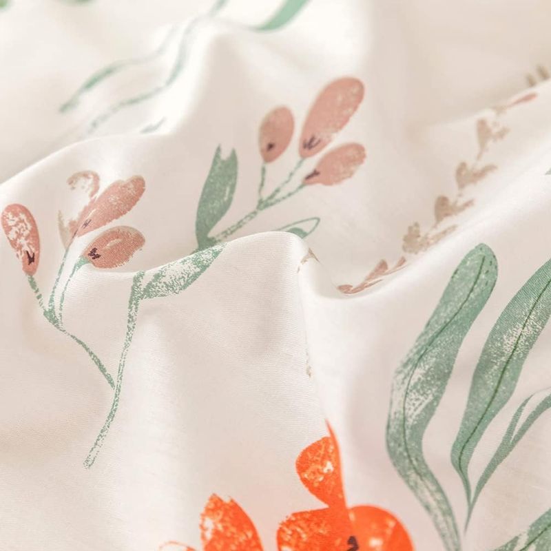 Casa si Gradina - Textile si covoare - Lenjerii de pat - Seturi de lenjerie - Lenjerie pat bumbac, set cu husa pilota dubla 200x200, 2 fete perna 80x80, cu fermoar, imprimeu floral, alb-verde - Infinity.ro