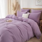 Casa si Gradina - Textile si covoare - Lenjerii de pat - Seturi de lenjerie - Lenjerie pat bumbac muselina, set cu husa pilota dubla 220X240, 2 fete perna 65x65, cu fermoar, moale, mov lila - Infinity.ro