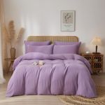 Casa si Gradina - Textile si covoare - Lenjerii de pat - Seturi de lenjerie - Lenjerie pat bumbac muselina, set cu husa pilota dubla 220X240, 2 fete perna 65x65, cu fermoar, moale, mov lila - Infinity.ro