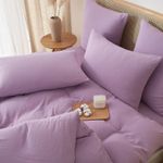 Casa si Gradina - Textile si covoare - Lenjerii de pat - Seturi de lenjerie - Lenjerie pat bumbac muselina, set cu husa pilota dubla 260x240, 2 fete perna 65x65, cu fermoar, moale, mov lila - Infinity.ro