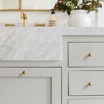 Casa si Gradina - Mobilier - Feronerie si accesorii mobila - Set 5 manere mobilier rotunde, aurii, diametru 28.3 mm, pentru sertare dulap, bucatarie, comoda, dressing, aliaj zinc - Infinity.ro