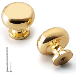 Set 5 manere mobilier rotunde, aurii, diametru 28.3 mm, pentru sertare dulap, bucatarie, comoda, dressing, aliaj zinc