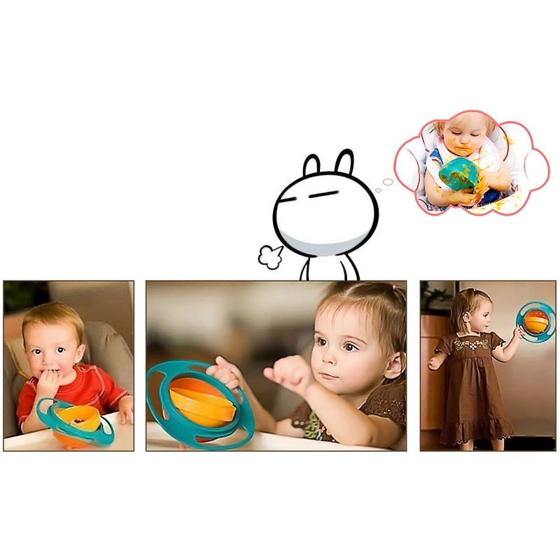Casa si Gradina - Bucatarie si vesela - Vesela si tacamuri - Farfurii si boluri - Bol rotativ 360° cu protectie anti-varsare pentru copii si bebelusi, albastru - Infinity.ro