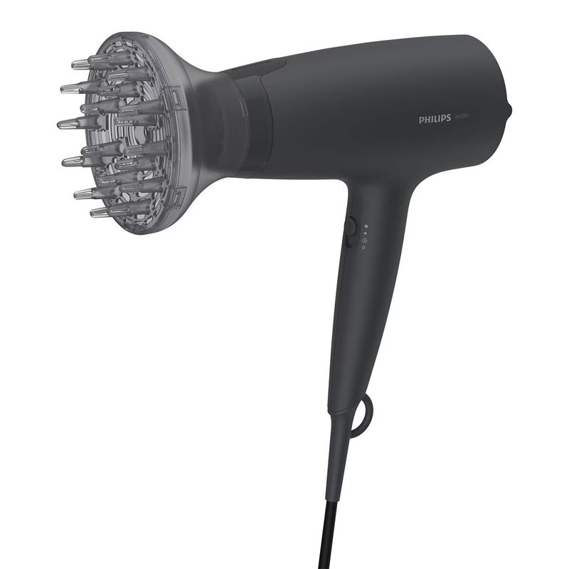Ingrijire personala si Cosmetice - Aparate & accesorii ingrijire personala - Hair styling - Uscatoare de par - Uscator de par Philips BHD302/30, 1600W, accesoriu Thermo Protect, 3 setari de temperatura, difuzor, Negru - Infinity.ro