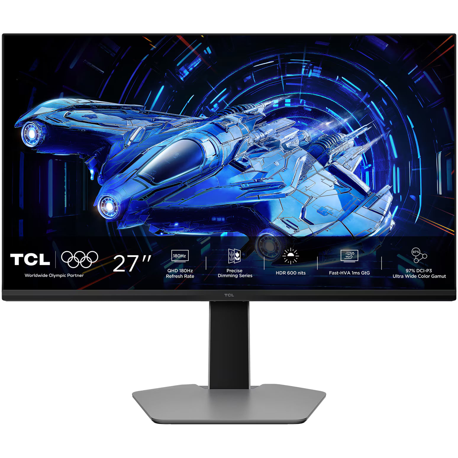 Monitor Gaming QD-Mini LED TCL 27G64, 27", QHD (2560x1440), 180Hz, 1ms GTG, AMD FreeSync™ Premium, G-Sync™ Compatible, H